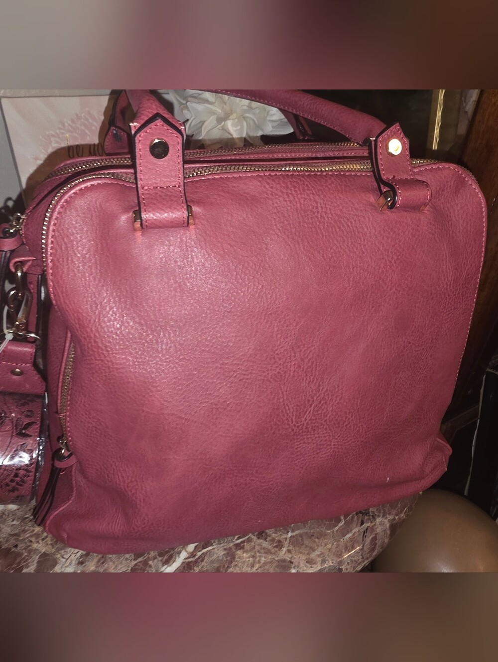 Burgundy Women's Leather Tote Bag -Torrid Brand